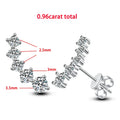 3/5-stone Smile Full Moissanite Diamond Stud Earring with Certificates 925 Sterling Silver Sparkling Diamond Earrings for Women