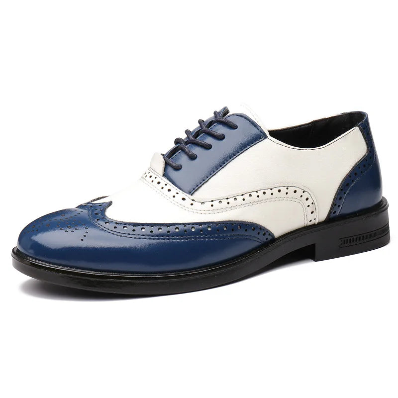 Retro Men's Oxford Shoes Fashion Block Carved Casual Shoes Social Shoes Male Business Dress Leather Shoe Zapatos Para Hombres