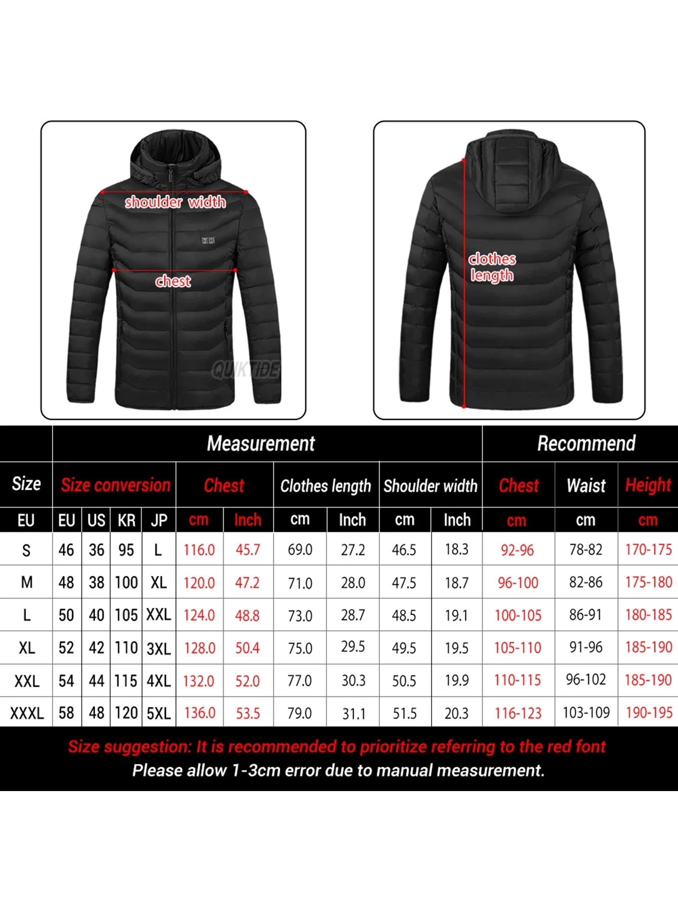 Intelligent Heating Jacket, 32-Heating Zones, 4-Switches, 3-Speed Adjustable, Suitable For Outdoor Activities,Indoor Work,Hiking