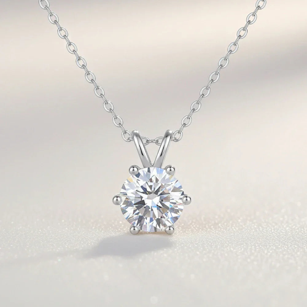 Moissanite Pendant Necklace 0.5-5CT D Color VVS1 4/6 Prong Lab Diamond 925 Silver 18K Gold Plated Solitaire Jewelry Gift
