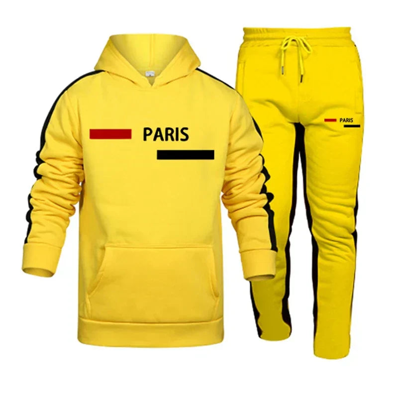 Hot Sales Mens Tracksuit Print Casual Hooded Sweatshirts 2 Pcs Set  Autumn Winter Sports Jogging Mens Clothing Street Sportswear