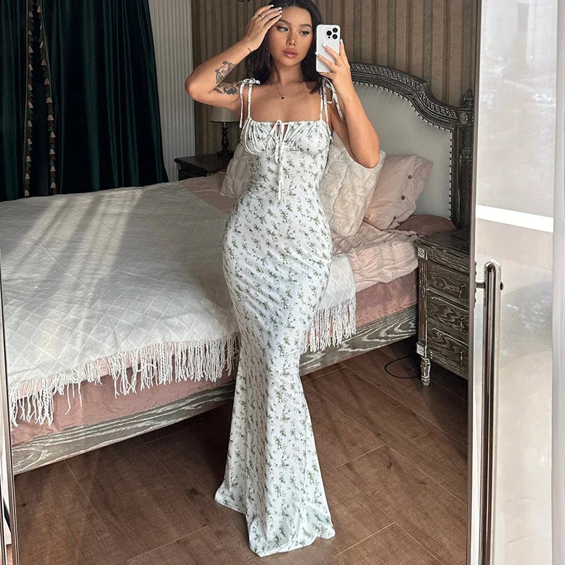 Women Elegant Floral Beach Vacation Bodycon Streetwear Long Dress 2026 Summer Clothes Wholesale Items For Business