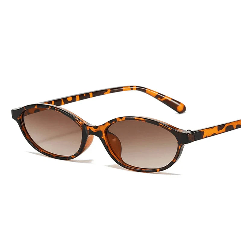 2025 Women's Leopard Brown Sunglasses Fashion Brand Small Frame Sun Glasses Ladies Retro Oval Eyewear Shade Oculus De Sol