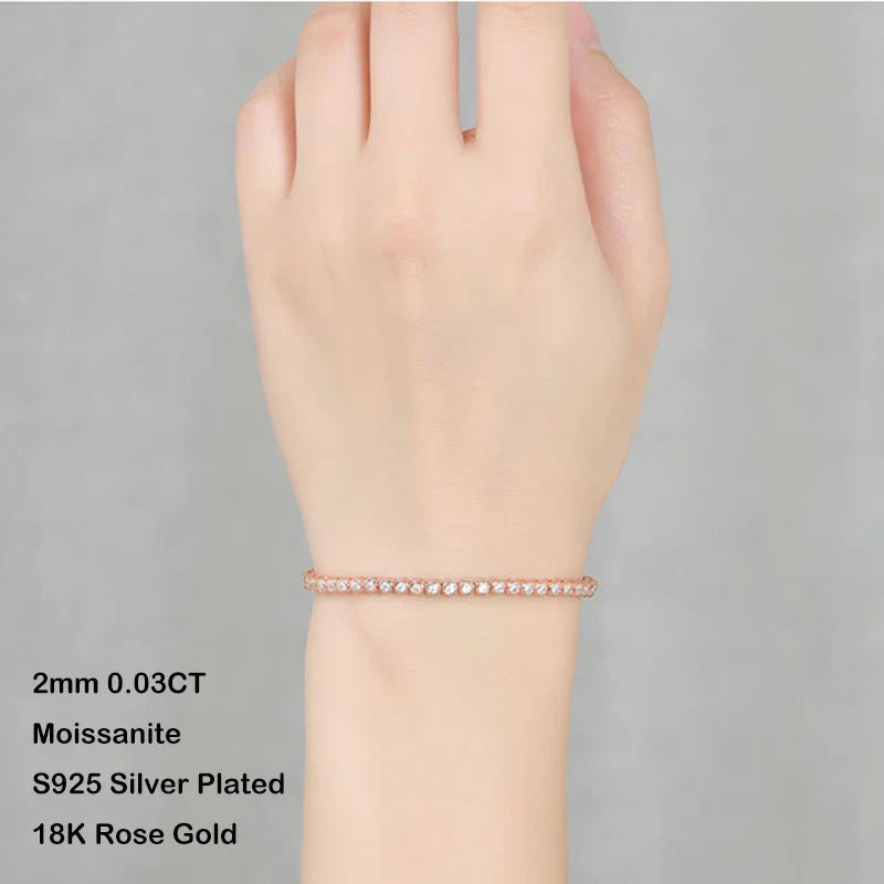Luxury Bubble 2/3mm D Color Full Moissanite Tennis Necklace for Women S925 Silver Plated 18K Diamond Neck Chain Necklaces