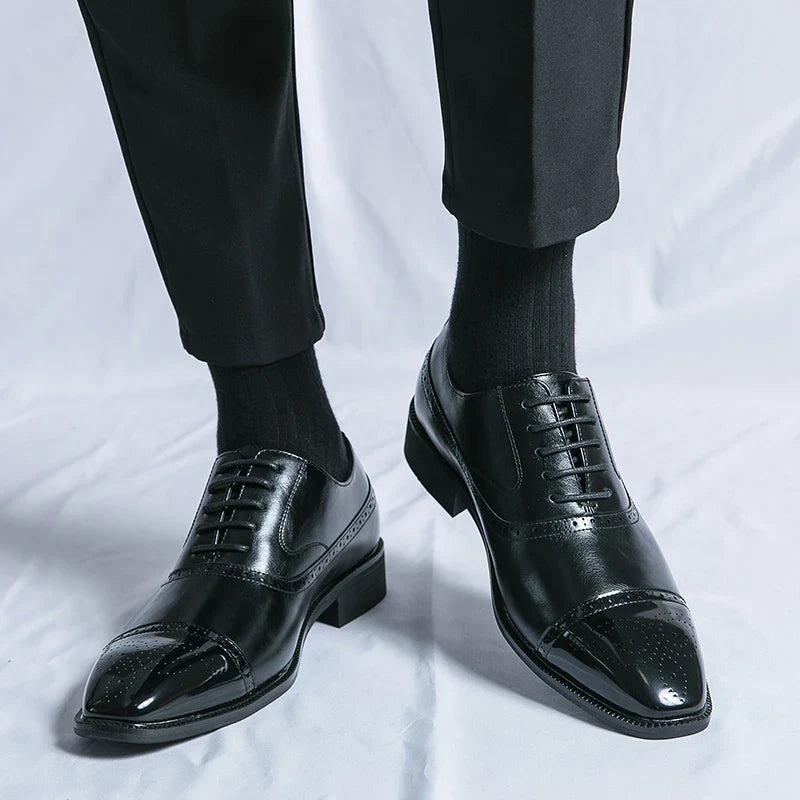 Men Lace Up Square Toe Dress Shoes, Business Black Oxfords Shoes