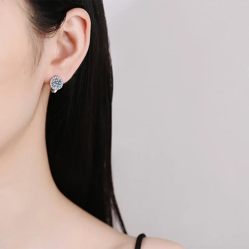 0.5ct 1ct Sparkling Moissanite Earrings S925 Silver with White Yellow Gold Plated Wedding Party Hoop Earring For Women
