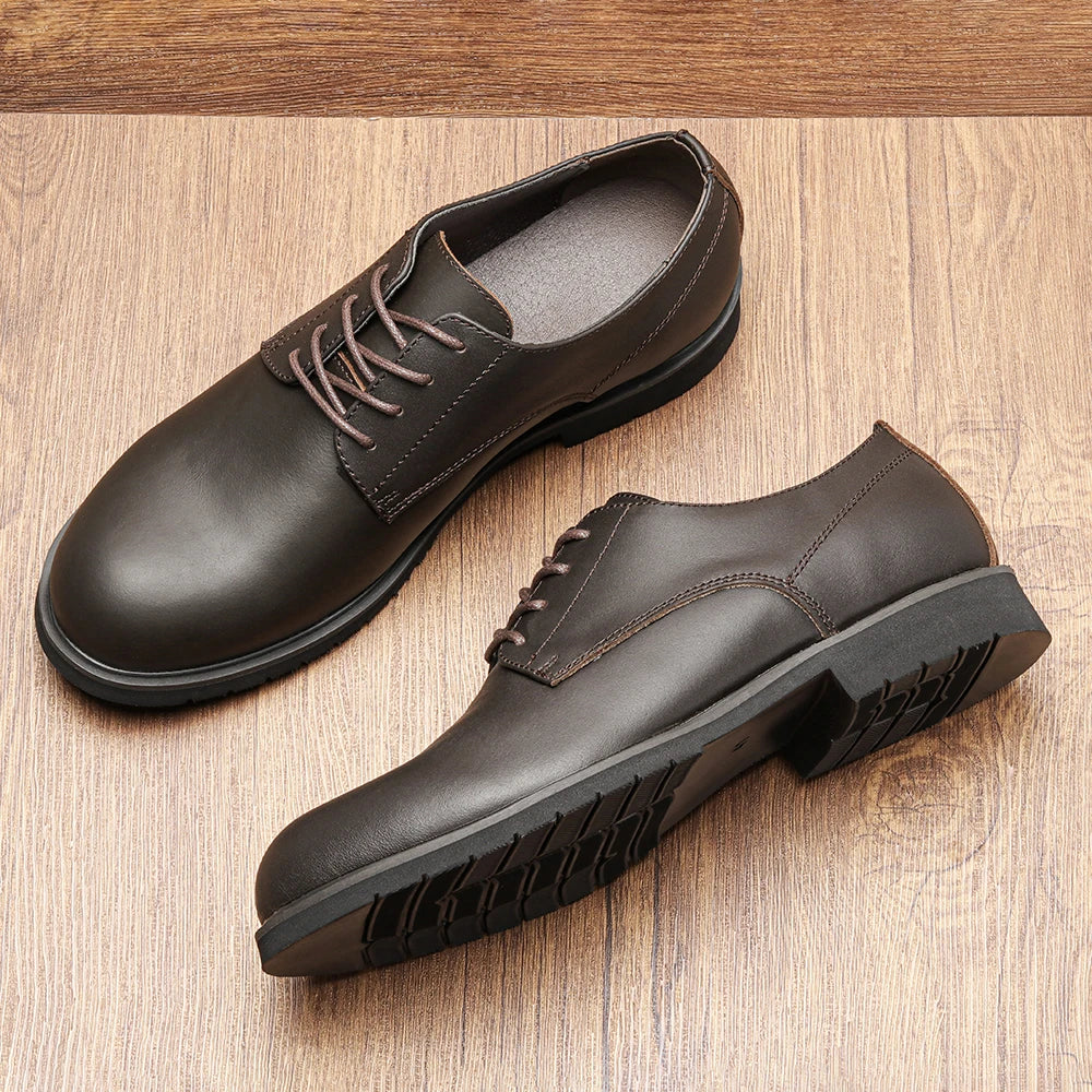Genuine Leather Men Derby Shoes Thick Sole Men Casual shoes Men Leather Shoes