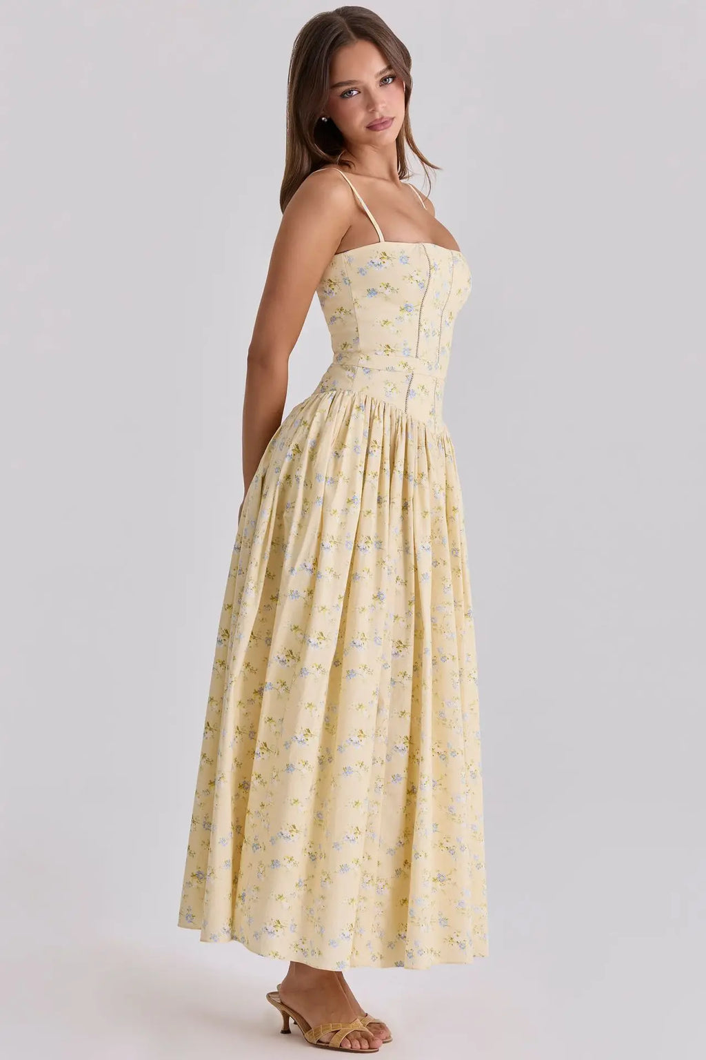 Suninbox Summer Floral Print Spaghetti Strap Maxi Dress Women Elegant Vintage Holiday Party Beach Wear Dress
