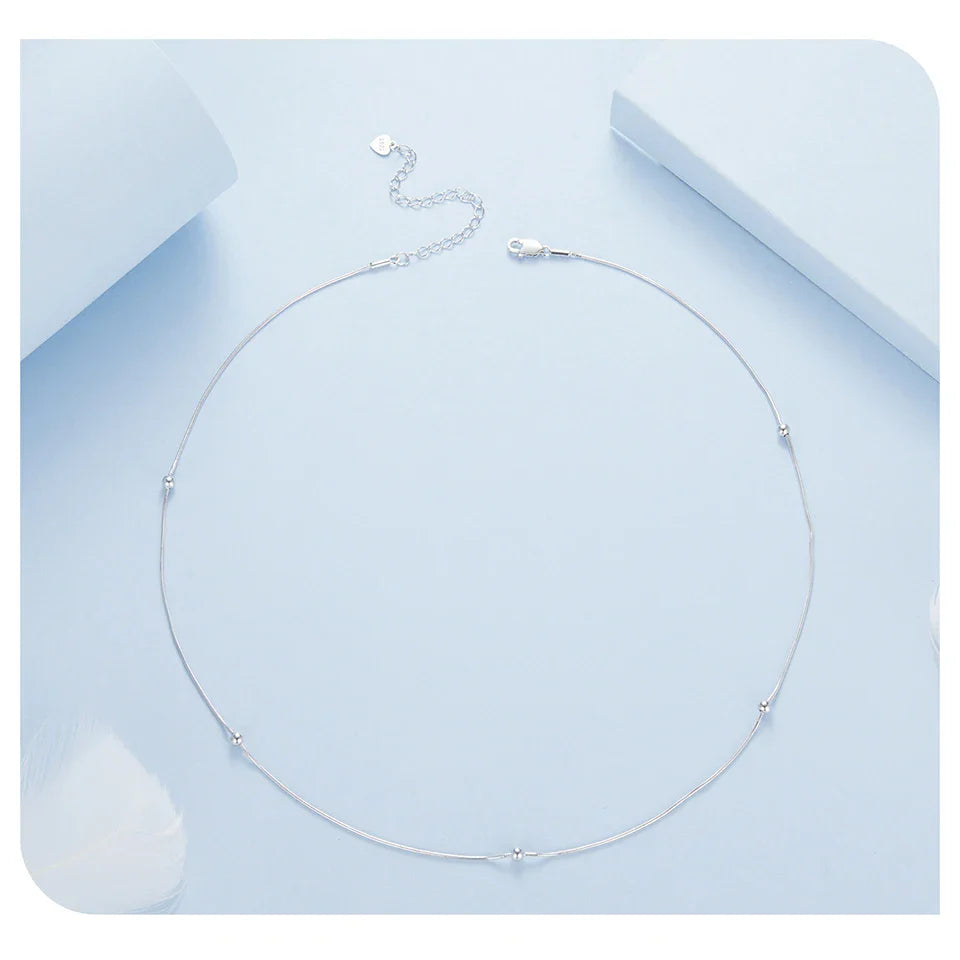 Gold Plated Beads Snake Chain Necklace for Women, 925 Sterling Silver Adjustable Basic Chain Necklace Wedding Jewelry