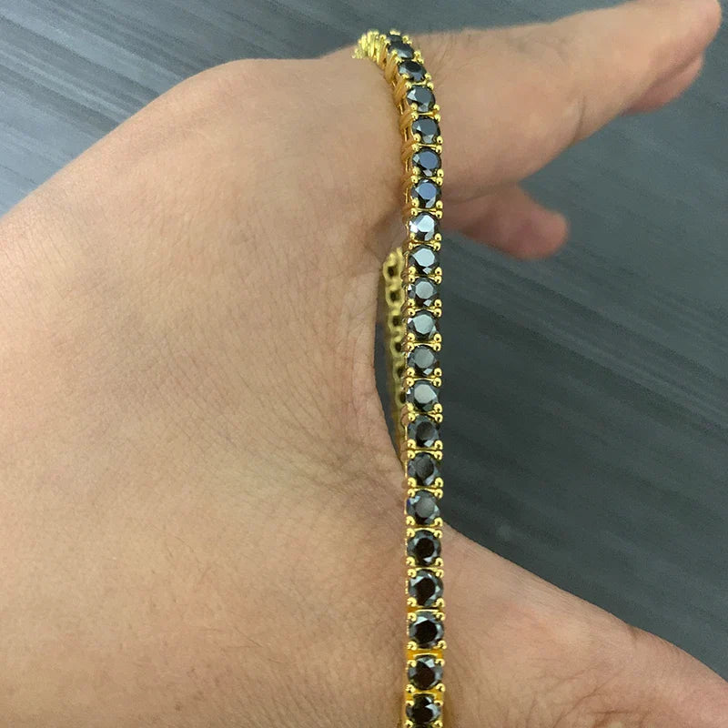 GRA Certified 3mm 0.1CT Gradient Color Black Grey White Moissanite Tennis Bracelet for Men Woman 925 Silver Link Bracelets