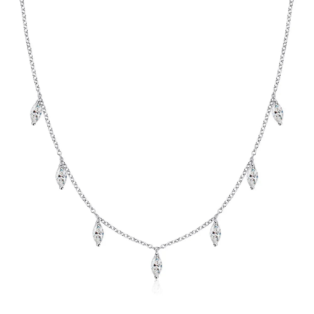 3*6mm 0.3ct Marquise Cut Moissanite Necklace with GRA s925 Sterling Silver Chain Dainty Stacking Necklaces for Women