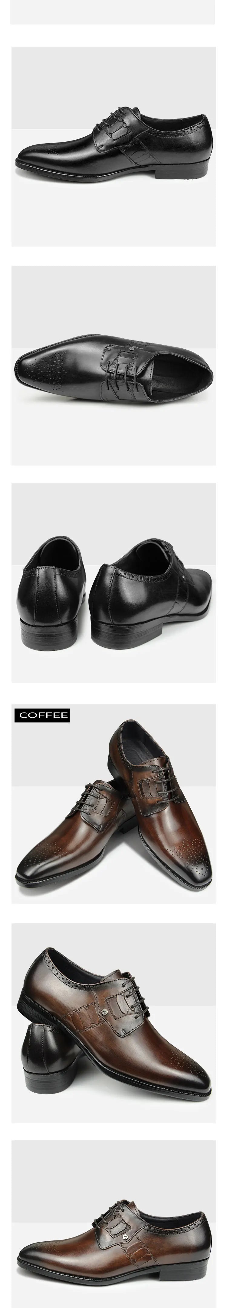 High Grade Men Derby Formal Leather Shoe Lace Up Brogue Dress Wear Male Wedding Shoe Social Office Genuine Cephalopod Shoes Gift