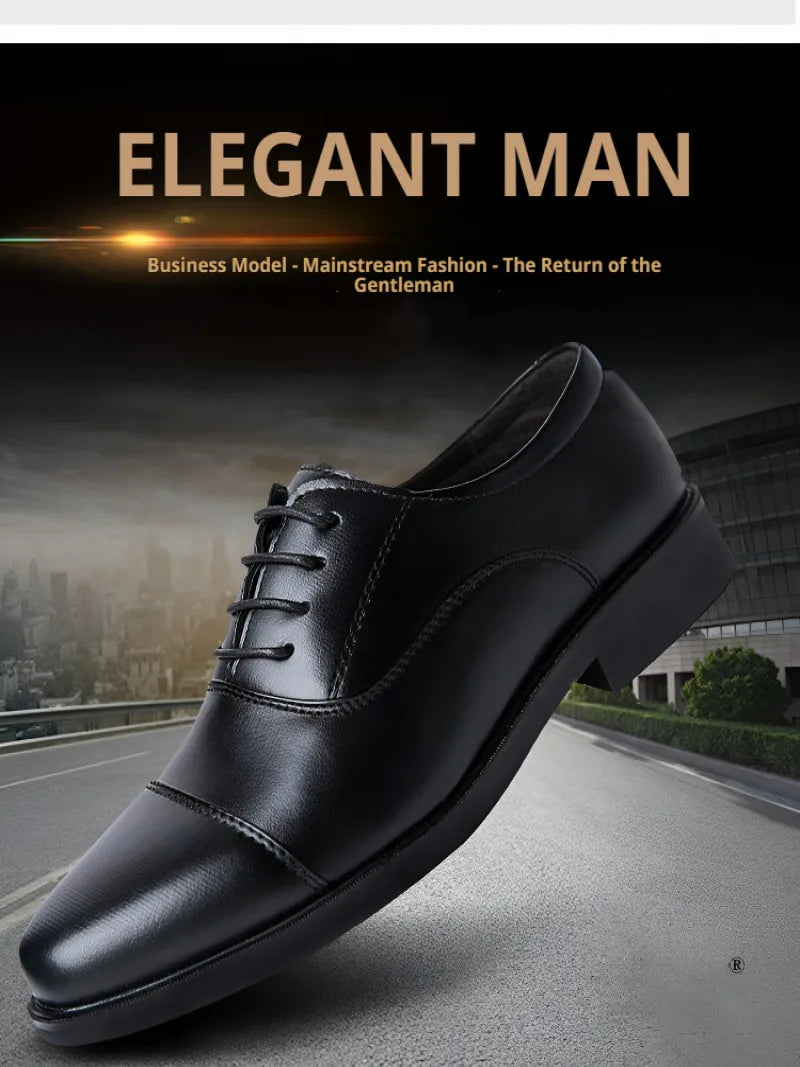 Men's Slip-On Leather Dress Shoes – Comfortable Lace-Free Formal Office Shoes, EU 40–47