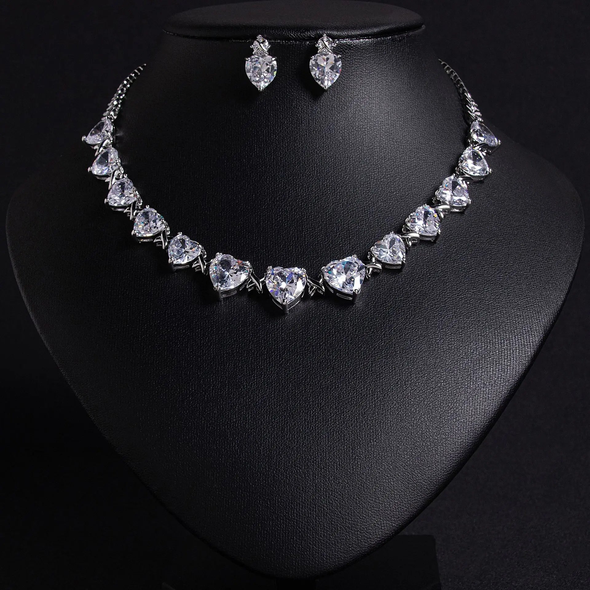 Niche New Style Pink Love Gemstone Pendant Earrings and Necklace for Women, High-End Designed Jewelry
