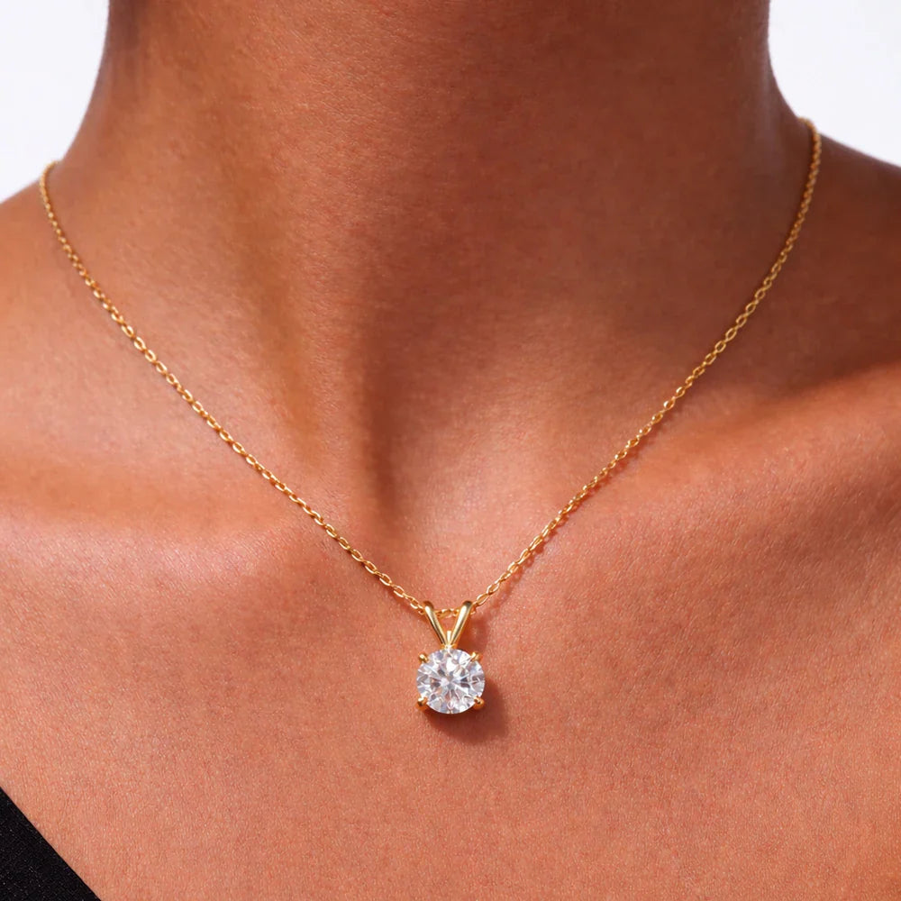 Moissanite Pendant Necklace 0.5-5CT D Color VVS1 4/6 Prong Lab Diamond 925 Silver 18K Gold Plated Solitaire Jewelry Gift