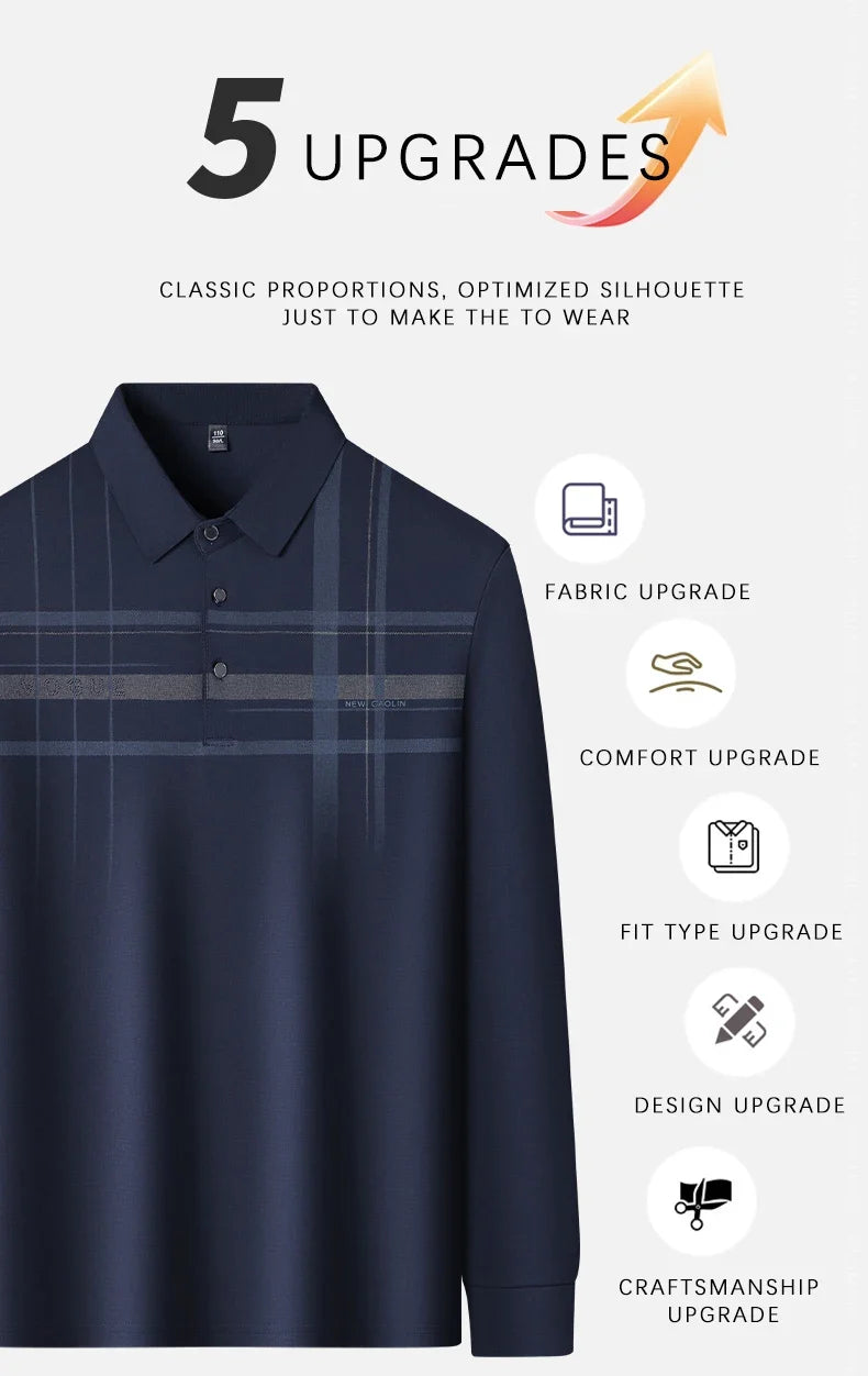 Polo T Shirt for Man 2026 Formal Business Slim Long Sleeve Tshirt Men Casual Loose Stripe Shirt for Man Designer Clothes