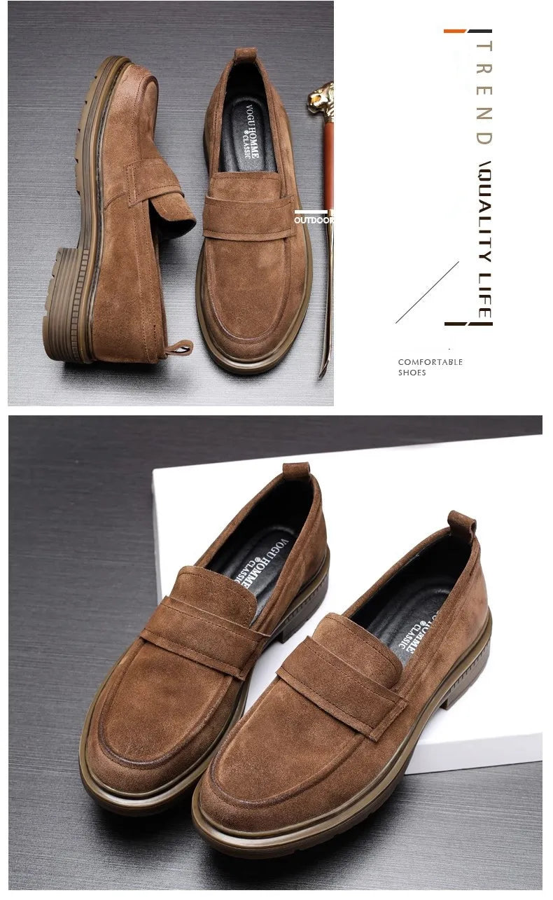 Classic Soft Cowhide Mans Loafers Spring Luxury Genuine Leather Comfortable Fashion British Outdoor Leisure Driving Shoes Man