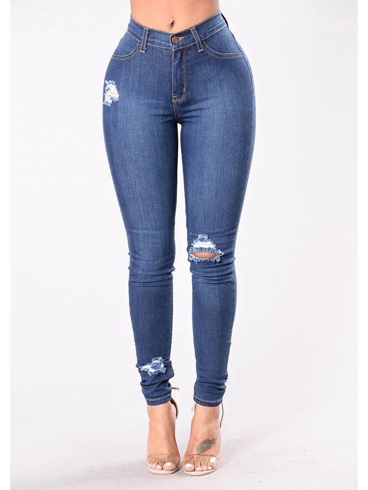 Women Stretch Skinny Ripped Jeans
