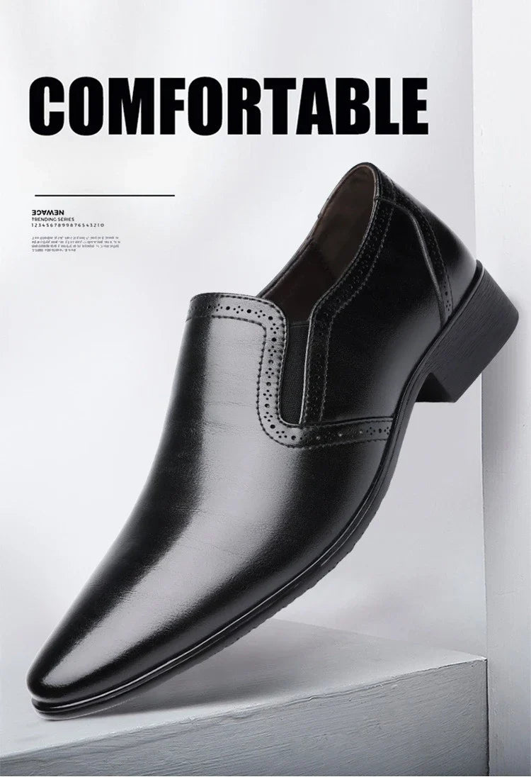 Spring Autumn New Designer Dress Shoes for Men Solid Color Fashion Formal Business Casual Leather Shoes Male