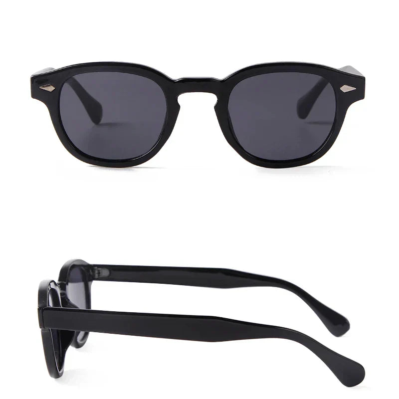 Vintage Tortoise Shell Round Sunglasses Women Men 2026 Brand Design Retro Rivet Yellow Blue Lens Square Sun Glasses Female Male