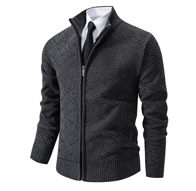Mens Thickened Cardigan Full Zipper Fleeced Sweaters Knit Jackets Hooded Sweater Coat Autumn Winter Padded Clothes