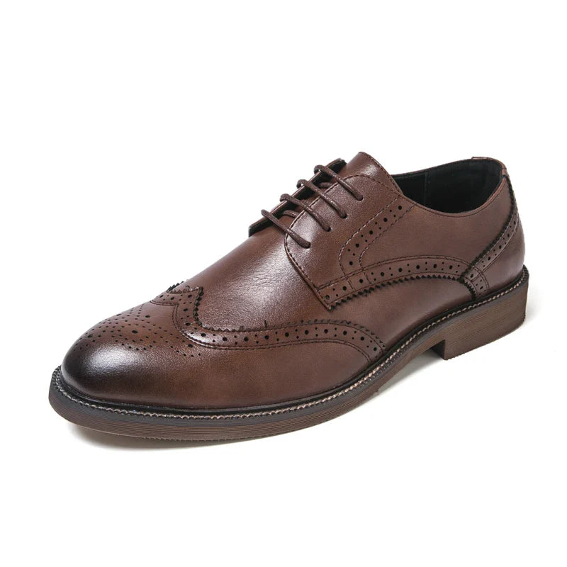 Handmade Mens Wingtip Oxford Shoes Grey Leather Brogue Men's Dress Shoes Classic Business Formal Shoe for Men Chaussure Hommes