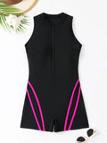 2026 Solid Sleeveless Plus Size Swimwear Women Zipper Push Up Large One Piece Swimsuit Summer Beach Chubby Bathing Suit