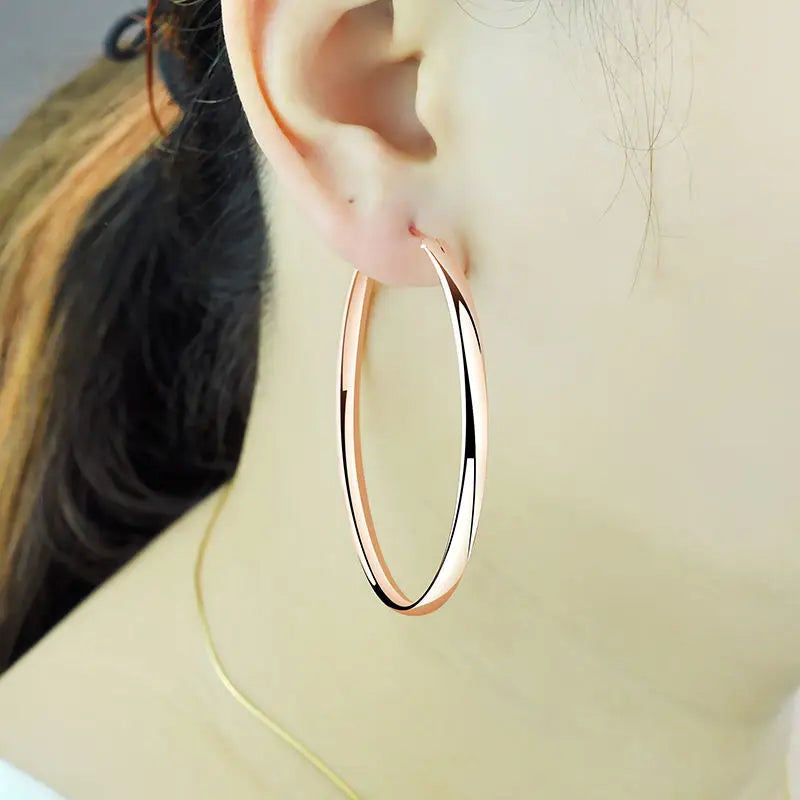 Fashion S925 Earrings 3-7CM Diameter Big Hoop Earrings For Women  Platinum Plated Ear Rings Cерьги Kольца