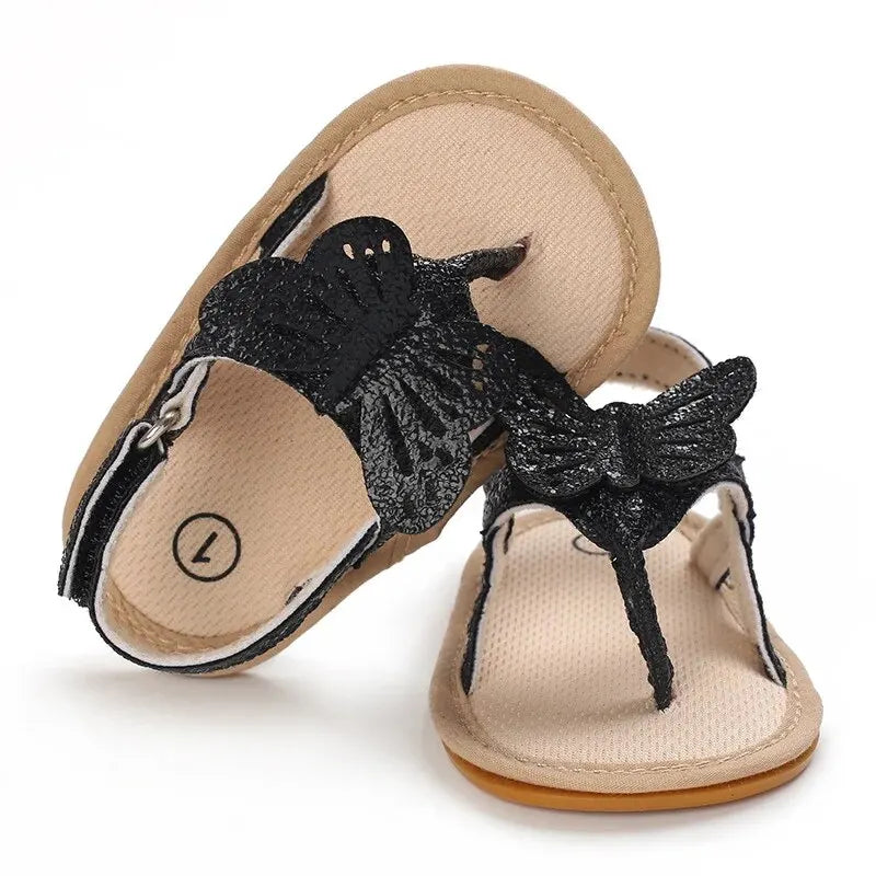 Meckior Summer Baby Shoes Newborn Cute Bowknot Girls Garden Sandals Anti-slip Soft Cotton Sole Flat Bottomed Shoes