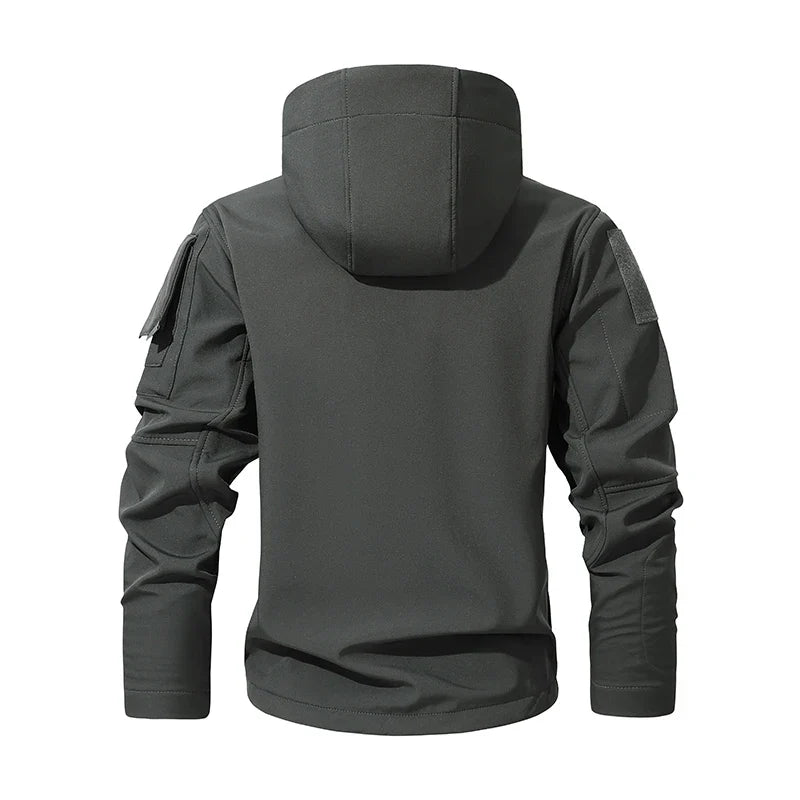Men's Silent Soft Shell Camouflage Tactical Jacket Waterproof Warm Fleece Hunting Jackets Outdoor Hiking Fishing Hooded Coat