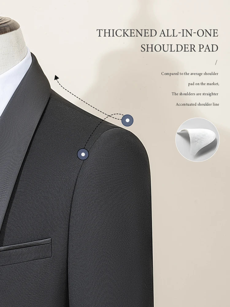 Men's suit black collar formal dress wedding three-piece suit orthodox suit vest pants