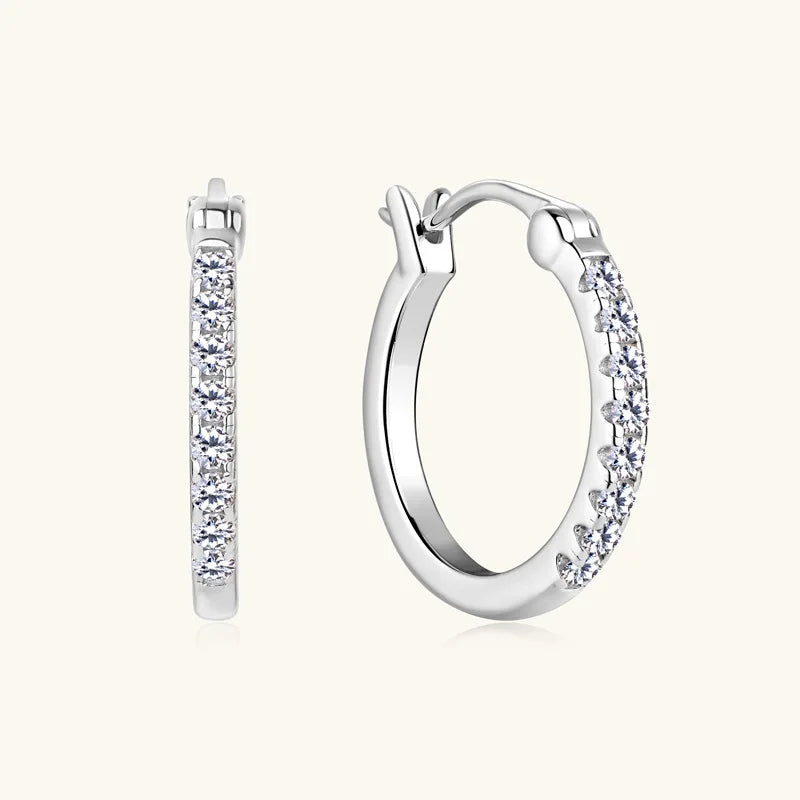 1.8mm D Color Full Moissanite Hoop Earrings for Women Sparkling Wedding Bride Jewelry 100% 925 Sterling Silver Wholesale