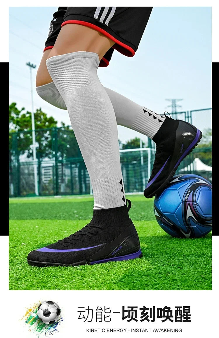 New Men Football Boots Match Long Spikes Soccer Shoes Cleats Boys Comfortable Training Sport Adult Breathable Outdoor Non Slip