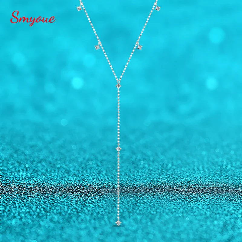 0.7-0.9CTTW 100% Full Moissanite Necklaces for Women Tassel Pendant 925 Sterling Silver Plated 18k Fine Jewelry Wholesale