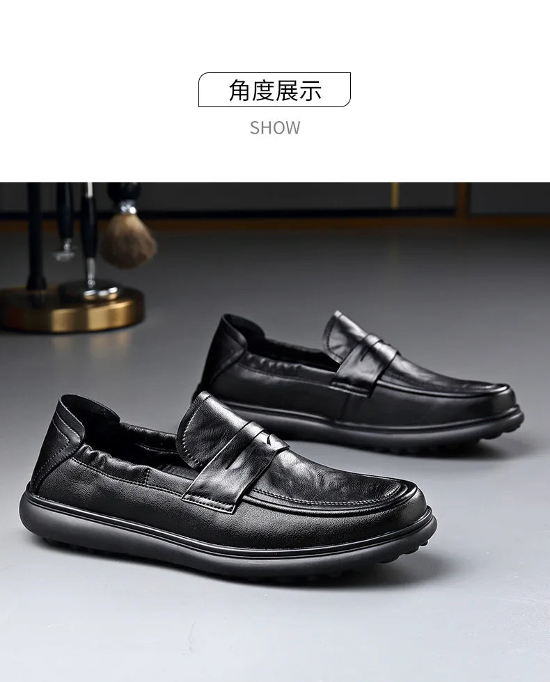Spring Autumn New Genuine Leather Shoes for Men Black Fashion Business Casual Shoes Male High Quality Designer Loafers Man