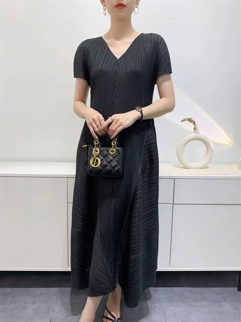 Bud Elegant Dresses for Women 2024 Autumn New Pleated Casual Fashion Solid Color Party Formal Occasion Dresses