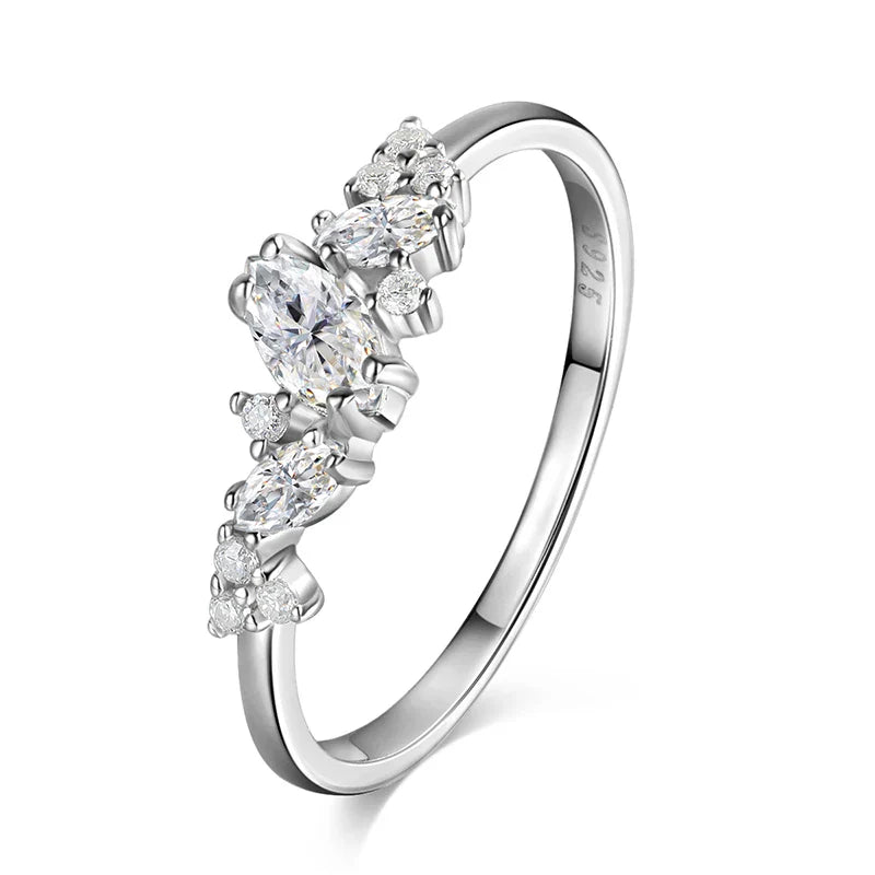 D VVS1 Marquise Cut Moissanite Wedding Rings for Women s925 Sterling Silver 18k White Gold Plated Eternity Band Gift