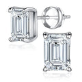 1Carat D Radian Emerald Cut Moissanite Stud Earrings S925 Silver Plated 18K White Gold Rectangle Diamond Earring Studs for Women