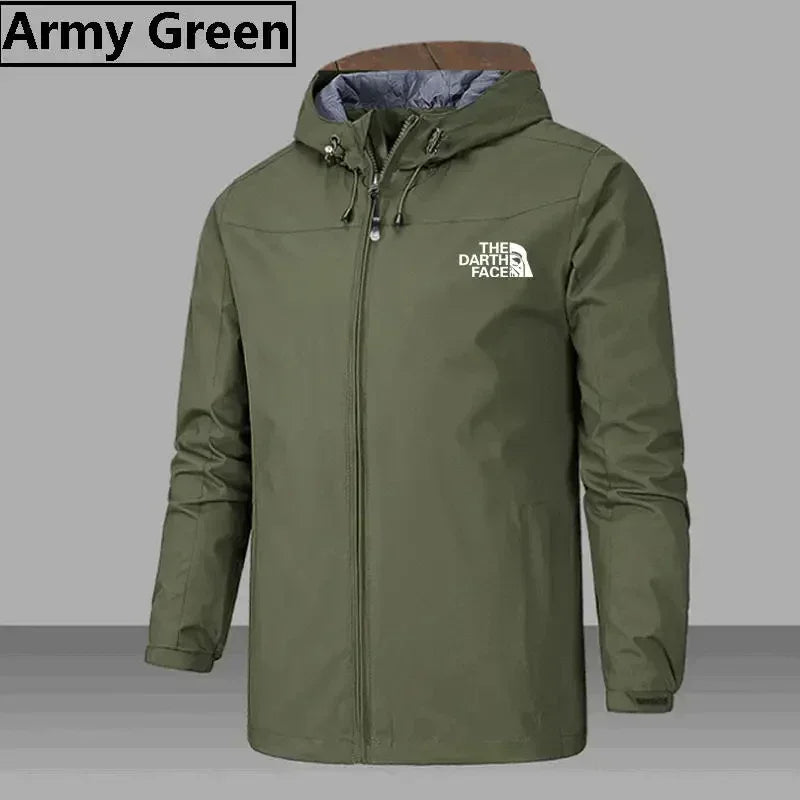 Men's Windproof and Waterproof Windbreaker, Pilot Zipper Hooded Overcoat, Spring and Autumn Mountaineering Casual Jacket 2025