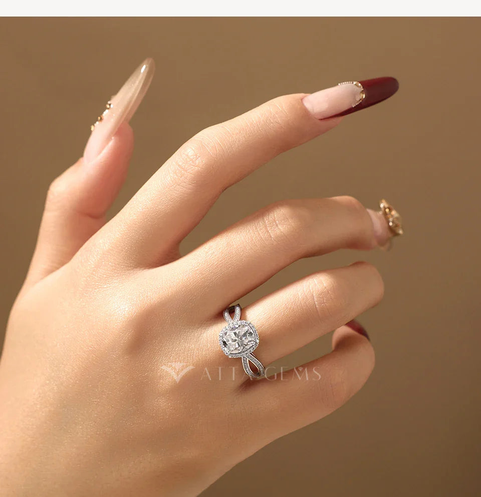 Cushion Cut 2ct Moissanite Engagement Rings Women S925 Silver 18K Gold Split Shank Wedding Band Luxury Jewelry for Her