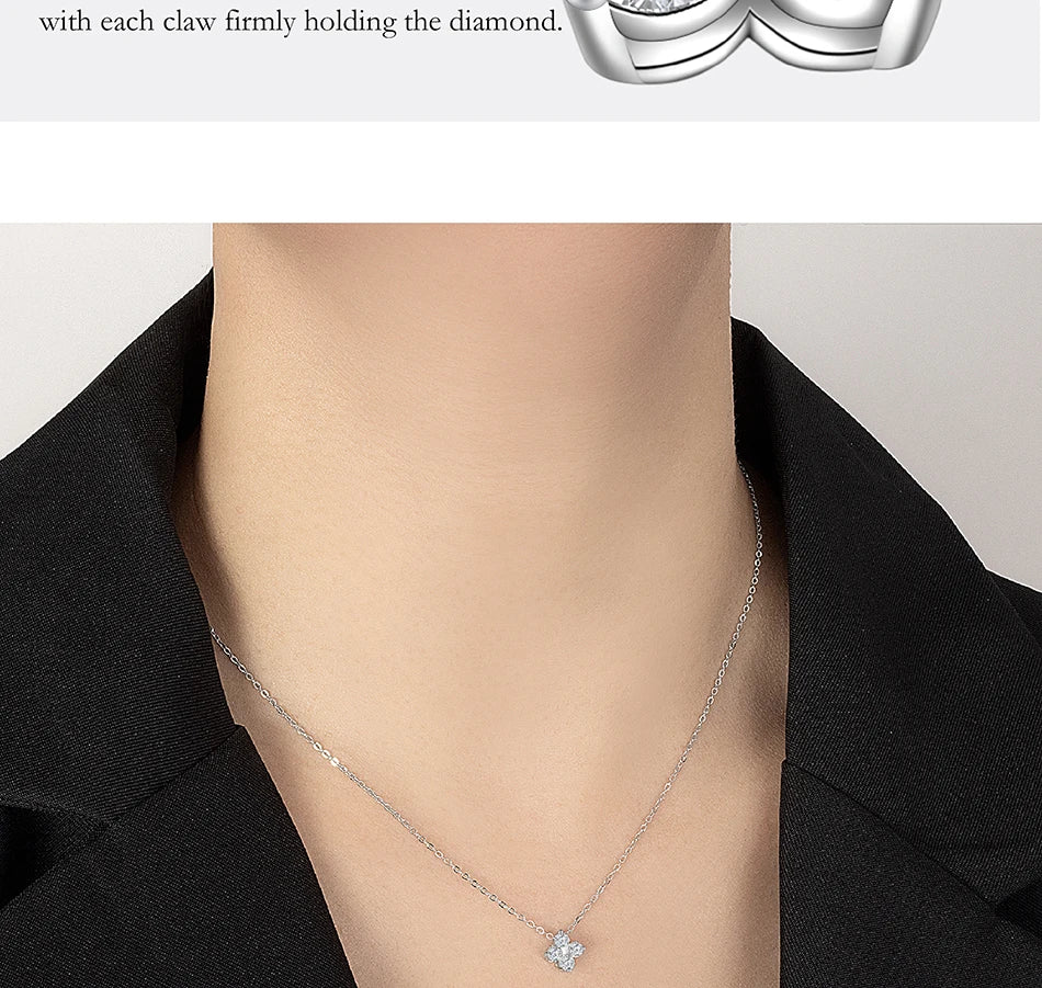 All Moissanite Necklace for Women S925 Pure Silver Classic Clover Laboratory Diamond Pendant Fashion Jewelry