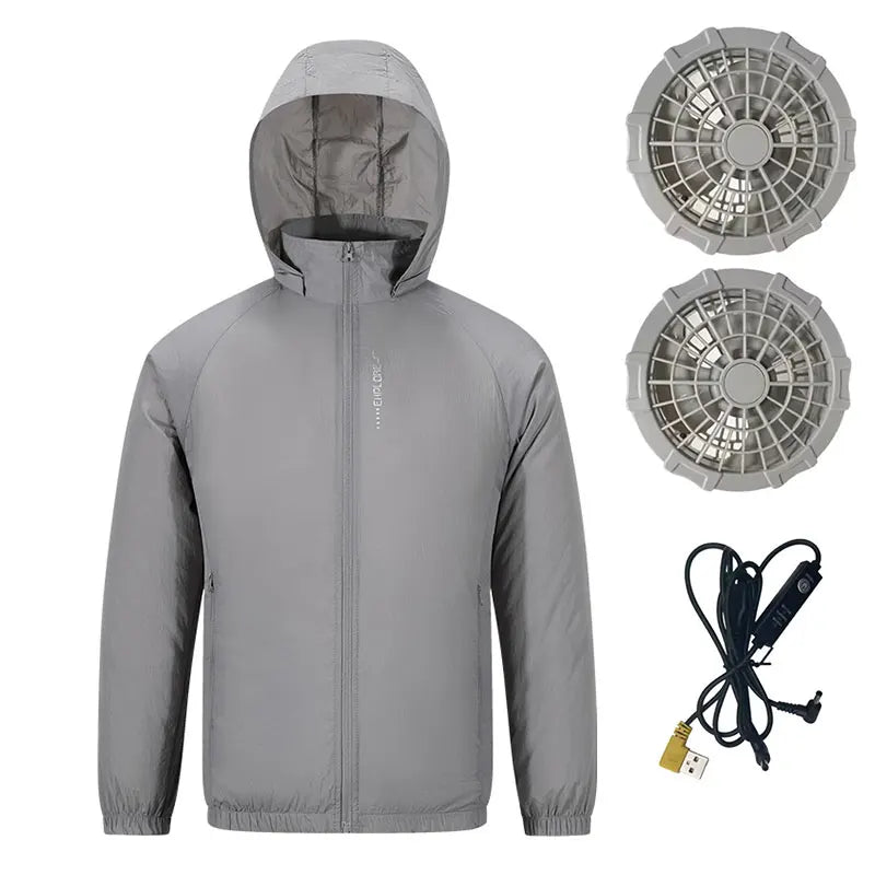 Portable Air Conditioner Jacket USB Fan Cooling Coat Outdoor Work Construction Fishing Hunting Lightweight Sun protection Jacket