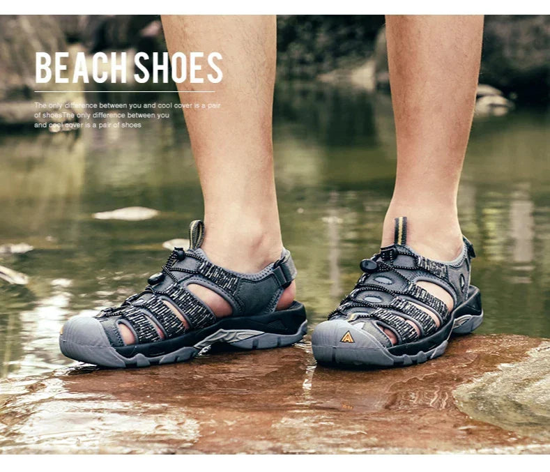 Summer Outdoor Sandals for Men Breathable Hiking Shoes Water Beach Mens Sandals Camping Climbing Aqua Sneaker HT-710445A