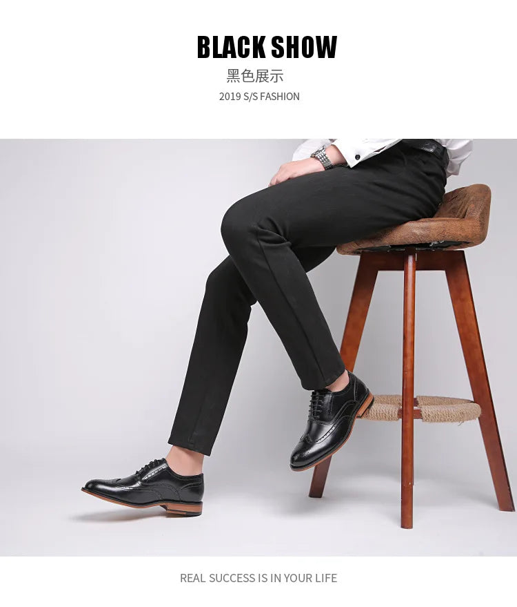 Autumn New Genuine Leather Business Dress Shoes Men Carved Brock Men's Shoes Leather Office Gentleman Oxfords Shoe