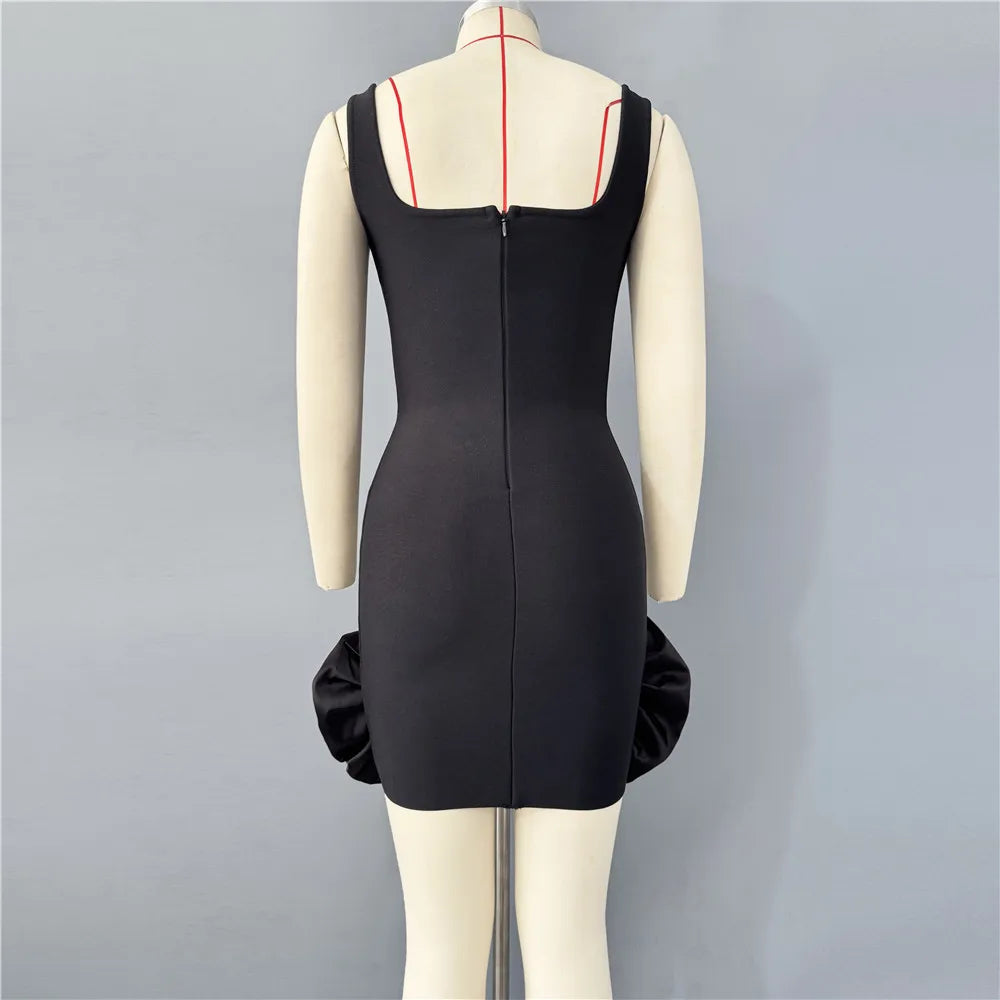 Women Sexy Ruffles Summer Clothing 2025 New Sleeveless Bandage Dress Club Party Mini Dresses