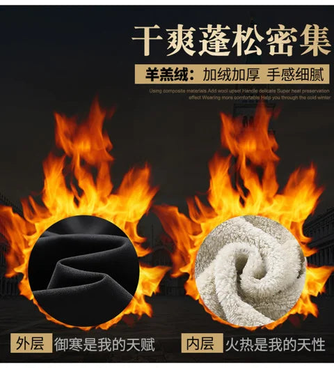 Hooded lambskin medium and elderly large size warm suit with plush thick hoodie jacket+thick pants two-piece set