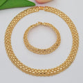 Dubai Luxury Handmade Women Jewelry Set 18k Gold-Plated Chain Necklace Bracelet Stud Earring Full Set Party Wedding Bijoux