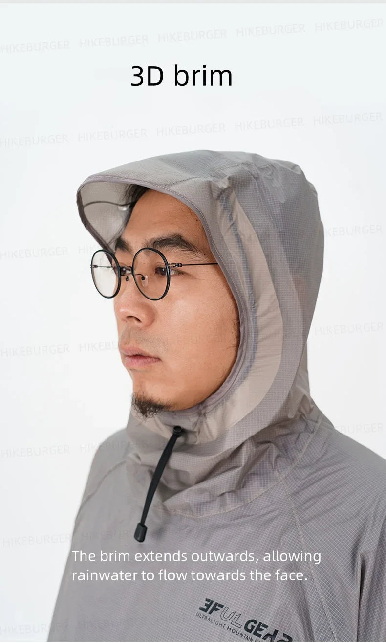 3F UL GEAR Qingsuo Rain Jacket Outdoor Ultralight Rain Zip Poncho Hiking Sleeve Rain Coats Waterproof Traveling Mountaineering