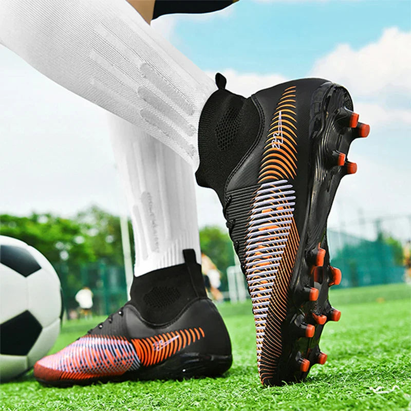 Double Star 2026 New High-Top AG Soccer Boots, Long Studs, for Teenagers, Primary School Students, Adults and Kids, Match & Trai