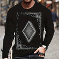 Summer Men's T-Shirt Big Size Loose Retro Short Sleeve Fashion American Poker Letter Print O Neck Long Sleeve Autumn Shirt